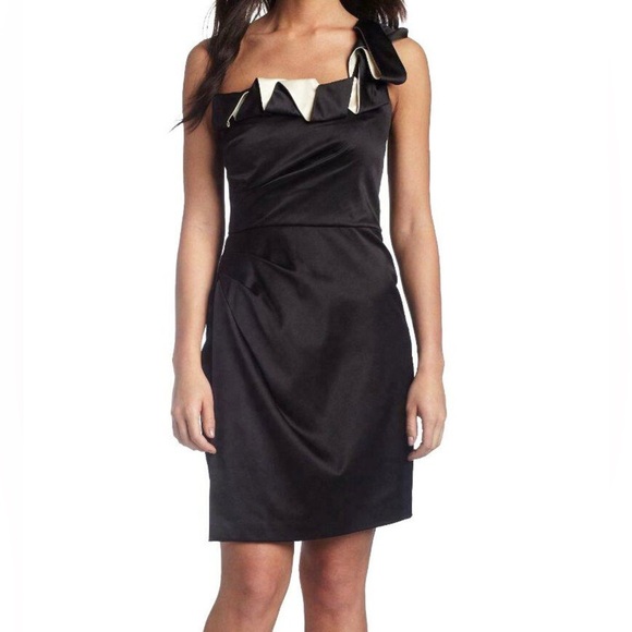 Max & Cleo Black Dress with Geometric Neckline - Picture 2 of 9